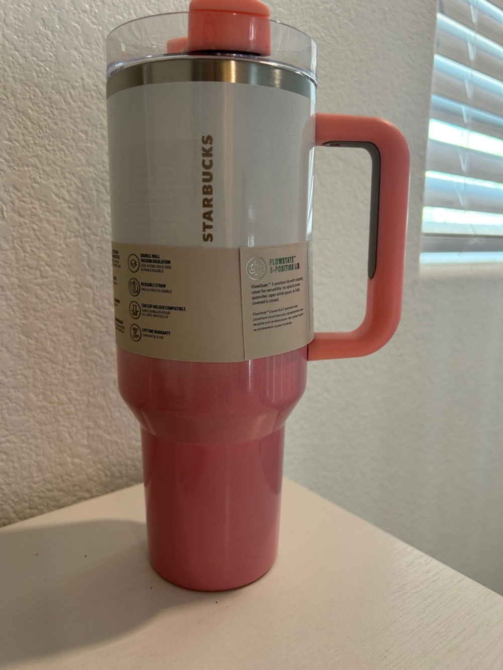 Stanley x Starbucks Pink Coral Travel Tumbler with Handle 40 oz 

New in box